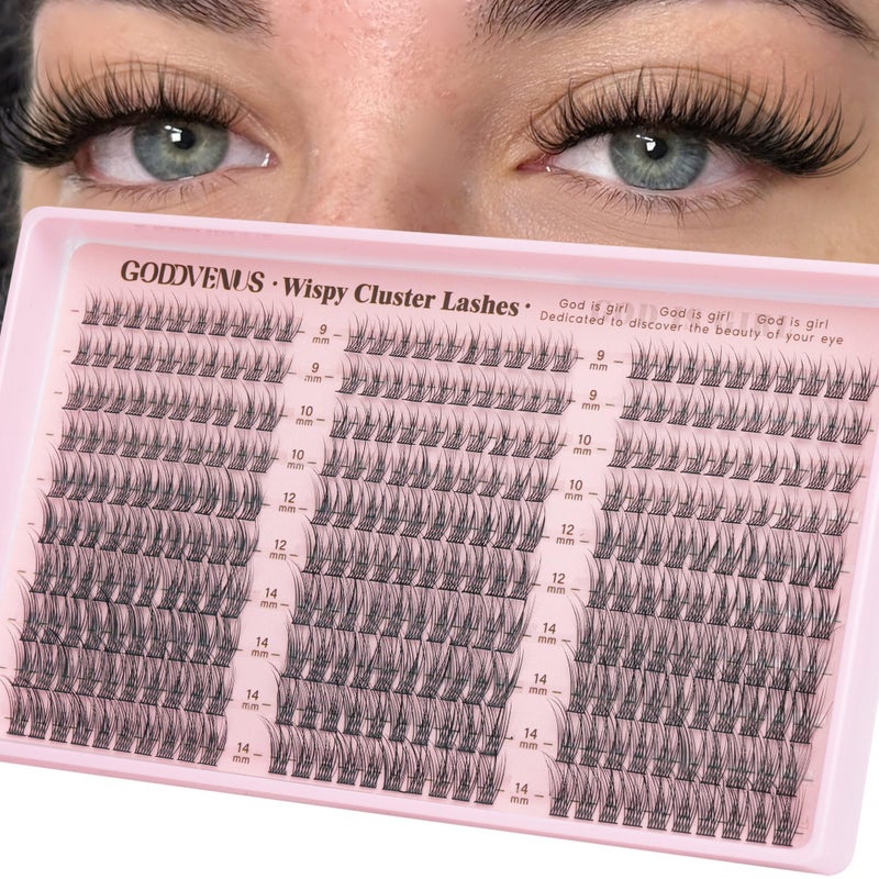 Goddvenus Lash Clusters Wispy 914mm Eyelash Clusters Natural DIY Cluster Eyelash Extensions Lash Individual 300pcs Short C Curve